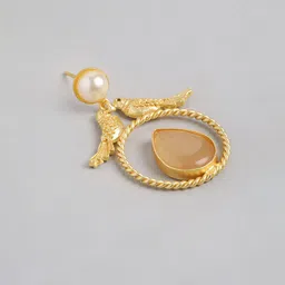 Anouk Gold-Plated Artificial Stones Studded Circular Shaped Drop Earrings image 2