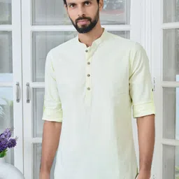 See Designs Pure Cotton Mandarin Collar Thread Work Short Kurta-image-70