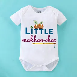 BLUSHES Infants Janmashtami Printed Pure Cotton Bodysuit-27