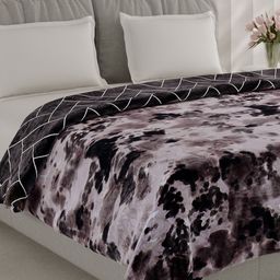 Monte Carlo Beige & Black Abstract Printed AC Room 350 GSM Double Bed Blanket-picture-38