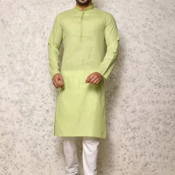 RANAK Men Embroidered Regular Sequinned Pure Cotton Kurta with Churidar-picture-15