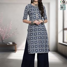 HERE&NOW Selection Of 3 Geometric Printed Round Neck Straight Kurtas-image-19