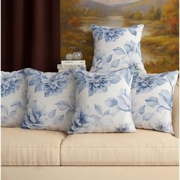 Aura White & Blue Set of 5 Quirky Square Cushion Covers-picture-21