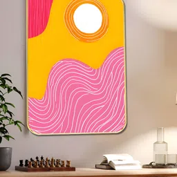 SAF Multicoloured 1 Piece Wood Abstract Wall Paintings-image-90
