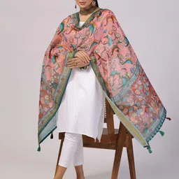Kaizen TEXO FAB Ethnic Motifs Printed Linen Dupatta-14