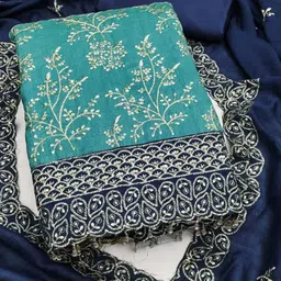 Mitera Embroidered Art Silk Unstitched Dress Material-image-27