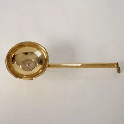 Exotic India Gold Toned Brass Aarti Diya With Handheld-image-50