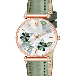 Gopal Shopcart Unisex Embellished Round Dial Analogue Watch C34 RG Fosil GRE Leather_F-image-95