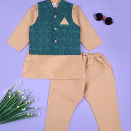 V-Mart Boys Ethnic Motifs Regular Pure Cotton Kurta with Pyjamas-image-74