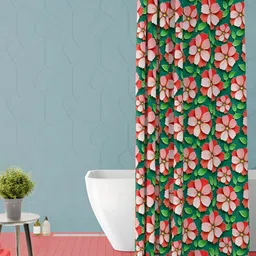 ArtzFolio Green & Red Printed Waterproof Shower Curtain-image-93