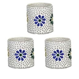 Somil Vibrant Multicolor Glass Candle Holder Add A Touch Of Magic To Diwali, Parties & Candlelight Dinners, Size-7 X 7 X 7 Cm Pack OF 3-picture-2