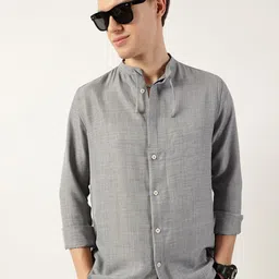 Thomas Scott Men Classic Mandarin Collar Solid Slim Fit Casual Shirt-image-29