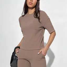 DressBerry Ribbed Round Neck T-Shirt With Shorts Co-Ords-picture-15