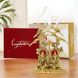 INTERNATIONAL GIFT Gold -Toned Lord Ganesha & Goddess Laxmi Religious Idol Showpiece-image-88