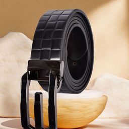 Sassora Men Checked Leather Formal Belt-image-72