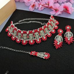 VATSALYA creation Rhodium-Plated Artificial Stones Alloy Jewellery Set-image-67