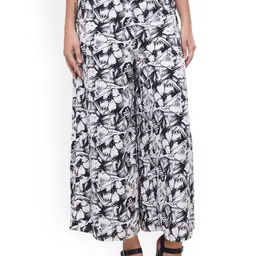 Deewa Women Floral Printed Relaxed Easy Wash Trousers-picture-23
