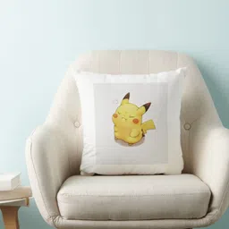 Anikmart White & Yellow Printed Prefilled Square Cushion-14