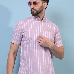 Crimsoune Club Men Striped Thread Work Straight Kurta-39