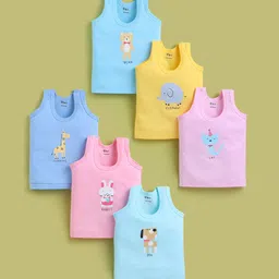 Redden Infant Boys Pack Of 6 Printed Pure Cotton Basic Vests A-101M-17-PK6-image-42