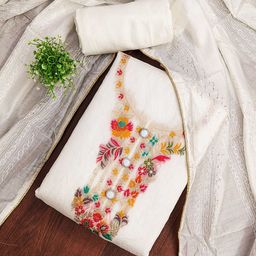 SHADOW & SAINING Floral Woven Design Thread Work Unstitched Dress Material-image-73