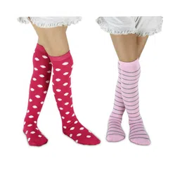 NESKA MODA Pair Of 2 Pink Knee Length Socks-image-43