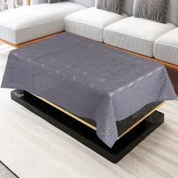 Homerz Grey Floral Waterproof Cotton 4-Seater Table Cover-32