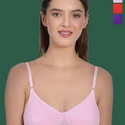 Aimly Women Pack of 3 Medium Coverage Cotton Non-Padded T-shirt Bra-image-4