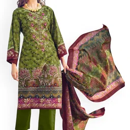 DRAVINAM Trends Floral Embroidered Thread Work Pure Cotton Unstitched Dress Material-picture-27