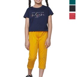 BAESD Girls Pack Of 4 Cotton Solid Capris-10