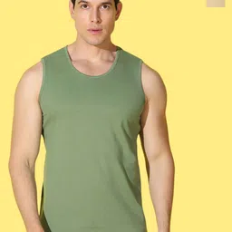 WOOSTRO Pack Of 2 Printed Combed Cotton Gym Vests VWS26(MORE RUST)(PLAIN LGTGREEN)-image-66