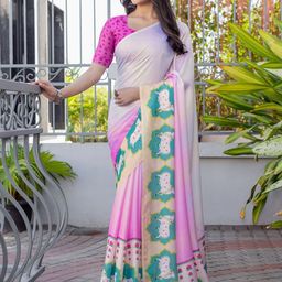 Mitera Kalamkari Satin Muga Saree-picture-16