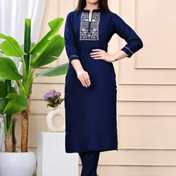 KALINI Women Embroidered Regular Thread Work Kurta with Trousers-picture-37
