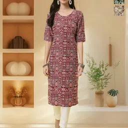 HERE&NOW Selection Of 3 Geometric Printed Round Neck Straight Kurtas-50