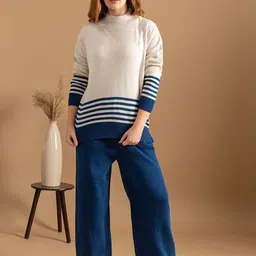 The Roadster Lifestyle Co Striped Woolen Sweater & Trousers Co-Ords-picture-0