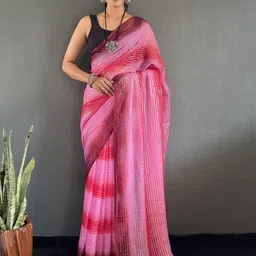 HERE&NOW Striped Saree With Blouse Piece-picture-15