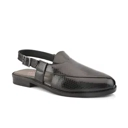 House of Pataudi Men Textured Peshawari Shoe-Style Sandals With Buckle-image-84