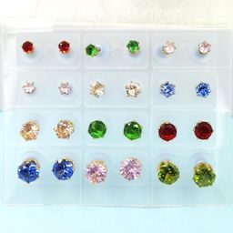 NAVJAI Set of 12 Metal American Diamond Earrings-image-1