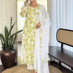 Happy Design Women Floral Printed Regular Kurta with Trousers & With Dupatta-image-35