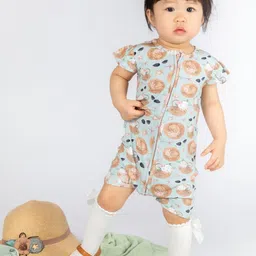 The Plush Club Infants Beach Printed Round Neck Rompers-image-78