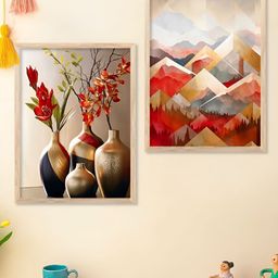 Kotart Brown & Red 2 Pieces Wooden Abstract Wall Arts-picture-5