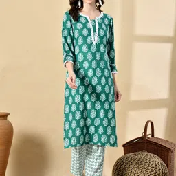 HERE&NOW Women Floral Printed Regular Kurta with Palazzos-56