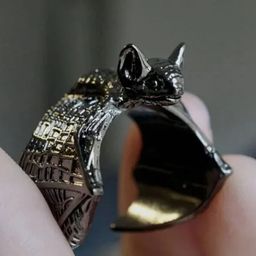 SALTY Pack of 2 Women Spooky Bat Black Ring-30
