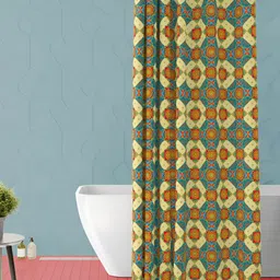 ArtzFolio Blue & Beige Ethnic Motifs Printed Waterproof Shower Curtain-image-65