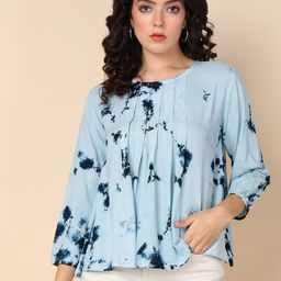 CORSICA Women Round Neck Tie and Dye Casual Top-image-83