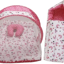 New Born Baby Boys & Baby Girls Bedding Set Combo Sleeping Bed and Baby mattress with Net Crib-image-0