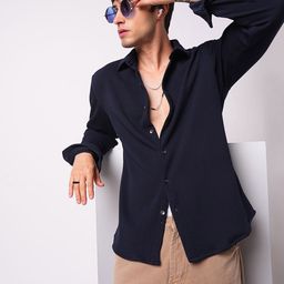VASTRADO Men Textured Opulent Classic Slim Fit Casual Knitted Shirt-image-42
