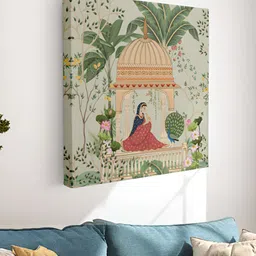 Myntra Elegant Homes Green & Red Canvas Rajasthani Queen Wall Art-56