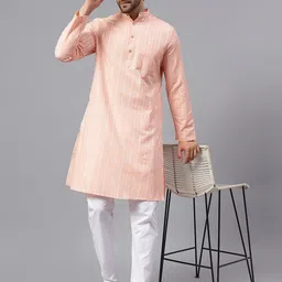 Latest Chikan Garments Men Checked Pastels Dobby Kurta-picture-12