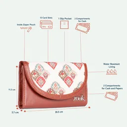 ZOUK Women Seashell Motif White Kyra Flap Wallet image 4